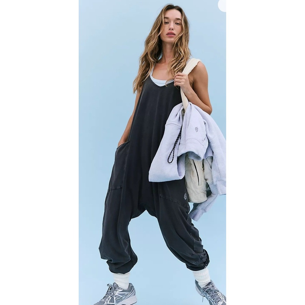 Free People FP Movement Hot Shot Onesie Womens Small Black Oversized